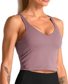 Ladies Multi-color Removable Chest Pad Breathable Shockproof Sports Workout Beauty Back Seamless Underwear (Option: Purplish Red-2XL)