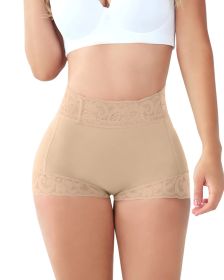 Corset Up And Down Lace High Waist Butt-lift Underwear Tight Briefs (Option: Skin Color 2pcs-XL)