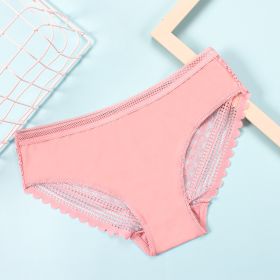 Mid-low Waist Women's Briefs Ice Silk Stripes Seamless Underwear (Option: Pink-XL)